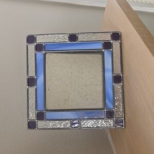 Stained Glass Photo Frame with Blue and Purple Accents